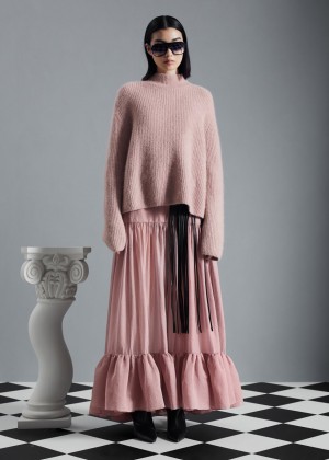Sukna & Other Stories Sheer Tiered Maxi Damske Svetlo Ruzove | SK-FQ2147805