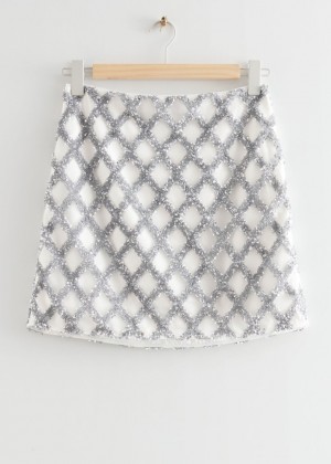 Sukna & Other Stories Sparkly High Waisted Mini Damske Biele | SK-IX9082457
