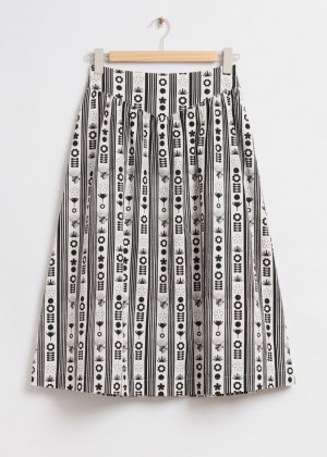 Sukna & Other Stories Structured Geometric Print Damske Čierne Biele | SK-YS9215760