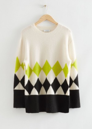Sveter & Other Stories Argyle Knit Damske Svetlo Zelene Biele | SK-VD9823671