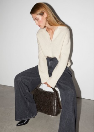 Sveter & Other Stories Collared Cashmere Damske Krém | SK-UF3054871