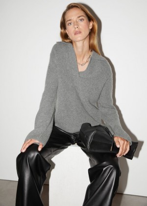 Sveter & Other Stories Collared Cashmere Damske Siva | SK-OF7194053