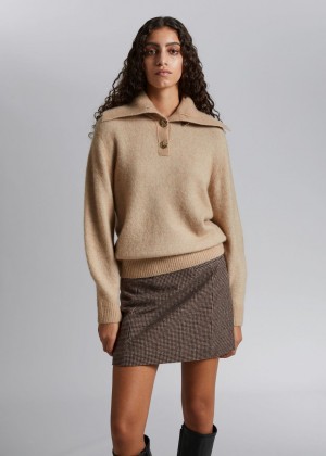 Sveter & Other Stories Collared Knit Damske Béžové | SK-BC4630591