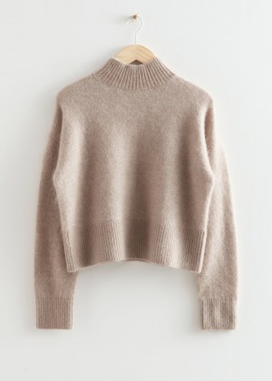 Sveter & Other Stories Cropped Mock Neck Knit Damske Béžové | SK-HP1283956