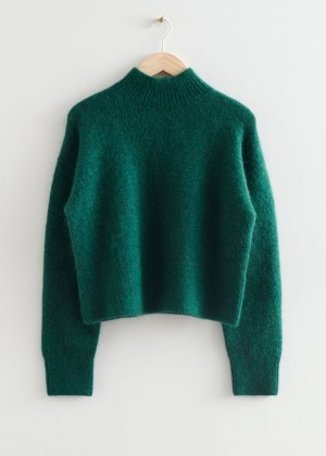 Sveter & Other Stories Cropped Mock Neck Knit Damske Zelene | SK-IF9087354