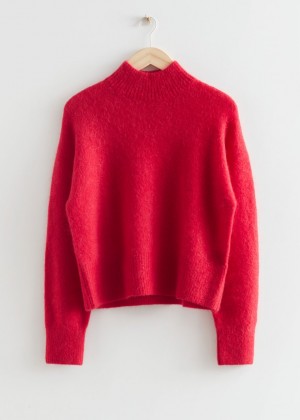 Sveter & Other Stories Cropped Mock Neck Knit Damske Červené | SK-AS7250346