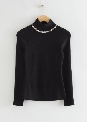 Sveter & Other Stories Decorative Rhinestone Embellished Damske Čierne | SK-LT2318649