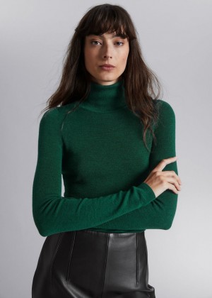 Sveter & Other Stories Fitted Merino Knit Turtleneck Damske Tmavo Zelene | SK-MP3146529