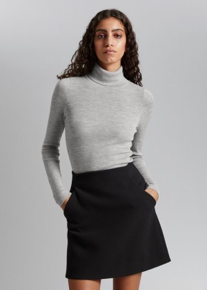 Sveter & Other Stories Fitted Merino Knit Turtleneck Damske Svetlo Siva | SK-OR8310692