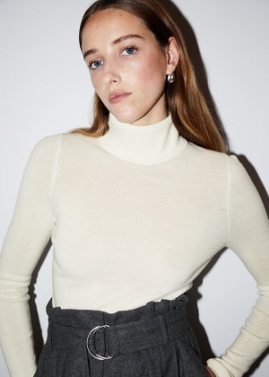 Sveter & Other Stories Fitted Merino Knit Turtleneck Damske Biele | SK-AI8132965