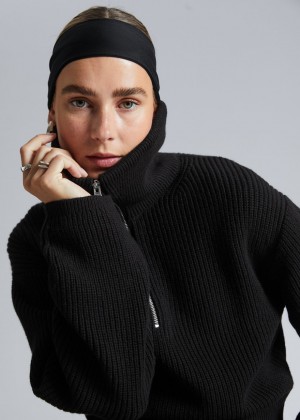 Sveter & Other Stories Half-Zip Knit Damske Čierne | SK-IU6783054