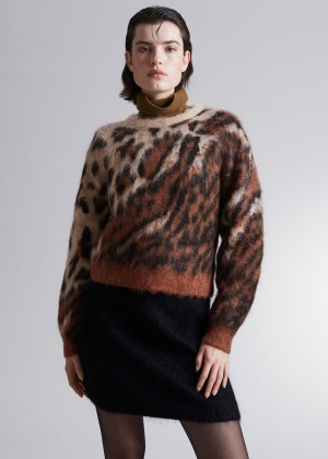 Sveter & Other Stories Jacquard Animal Print Damske Hnede | SK-KH7495321