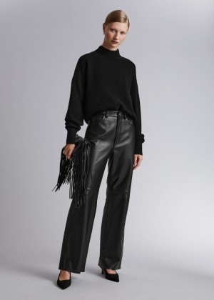 Sveter & Other Stories Mock Neck Damske Čierne | SK-AD9620754