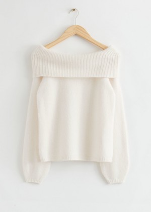 Sveter & Other Stories Off-Shoulder Robustný Vlna Damske Biele | SK-IR4652178