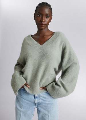 Sveter & Other Stories Oversized Alpaca Vlna Damske Zelene | SK-PJ5683749