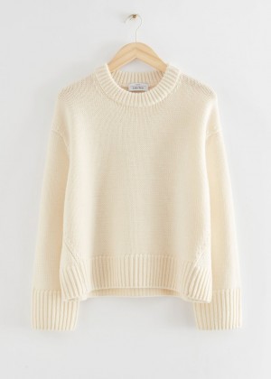 Sveter & Other Stories Oversized Cocoon-Shaped Damske Krém | SK-EA6498173