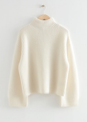 Sveter & Other Stories Oversized Vlna Knit Damske Biele | SK-EY9108475