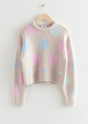 Sveter & Other Stories Polka Dot Jacquard Knit Damske Béžové | SK-HQ3958217