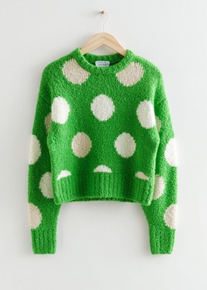 Sveter & Other Stories Polka Dot Jacquard Knit Damske Zelene Biele | SK-AY2793618