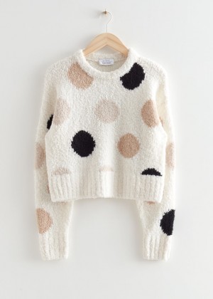 Sveter & Other Stories Polka Dot Jacquard Knit Damske Biele | SK-ZF7021948