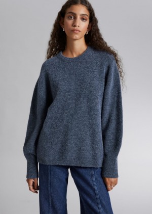 Sveter & Other Stories Relaxed Alpaca Knit Damske Tmavo Modre | SK-GZ8145267