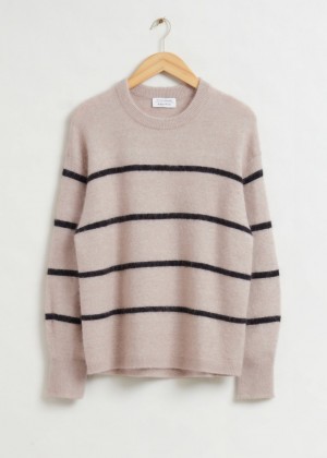 Sveter & Other Stories Relaxed Alpaca Pruhované Damske Biele | SK-BX4318729