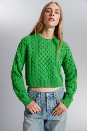 Sveter & Other Stories Relaxed Cable Knit Damske Zelene | SK-EC6078341