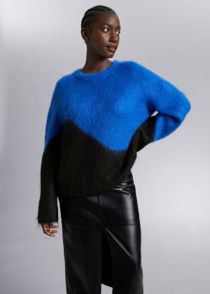 Sveter & Other Stories Relaxed Fluffy Mohair Damske Čierne Modre | SK-RH1023695