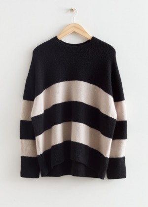 Sveter & Other Stories Relaxed Pruhované Knit Damske Čierne | SK-DP4610328