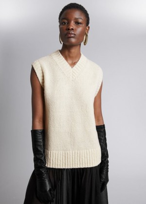 Sveter & Other Stories Vlna Knit Vest Damske Svetlo Béžové | SK-XD8745632