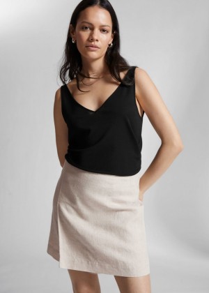 Tielko & Other Stories Loose-Fit V-Neck Damske Čierne | SK-SE6012843
