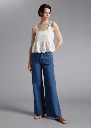 Topy & Other Stories Bez Rukavov Broderie Anglaise Damske Biele | SK-KF8765931