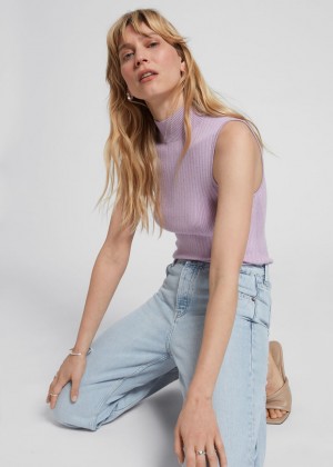 Topy & Other Stories Bez Rukavov Mock Neck Rebrovaný Damske Nachový | SK-CM2659340