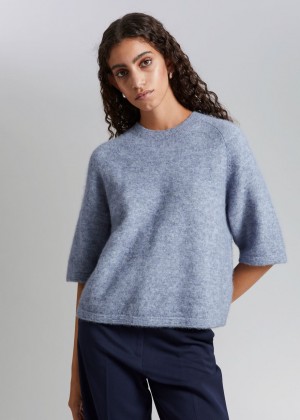Topy & Other Stories Boxy Alpaca Knit Damske Svetlo Modre | SK-TS5908361