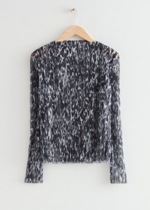 Topy & Other Stories Crinkled Print Damske Čierne Biele | SK-RM7845132