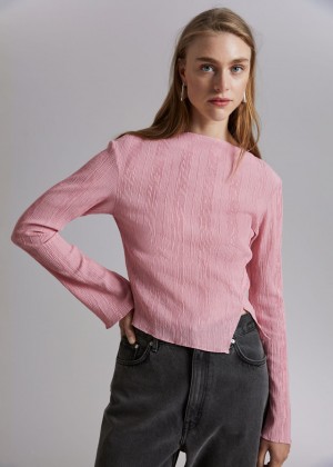 Topy & Other Stories Cropped Asymmetric Frilled Damske Ruzove | SK-GK0562319