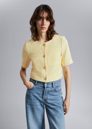 Topy & Other Stories Cropped Kratke-Sleeve Tweed Damske Svetlo Žlté | SK-KR8025964