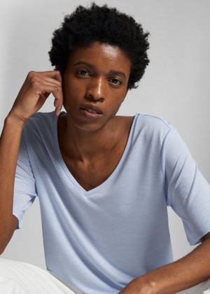 Topy & Other Stories Crossover V-Neck Damske Svetlo Modre | SK-CP0936721