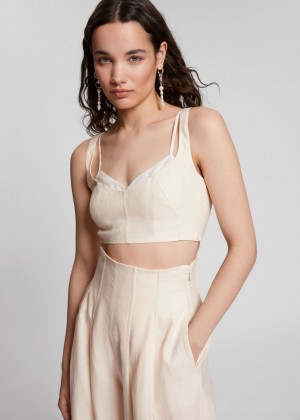 Topy & Other Stories Double-Layer Bustier Damske Biele | SK-GP7942138