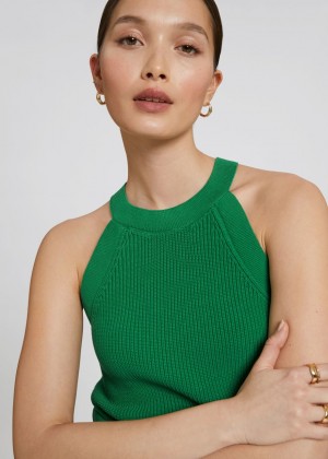 Topy & Other Stories Fitted Halter Knit Damske Hnedožltý Zelene | SK-DE7203149