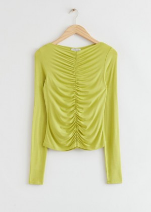 Topy & Other Stories Fitted Ruched Damske Svetlo Zelene | SK-KQ4138725
