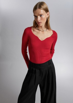 Topy & Other Stories Fitted Sweetheart Neck Damske Červené | SK-GA0219385