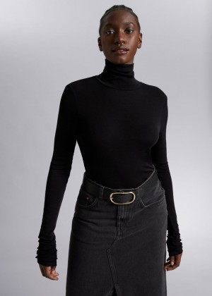Topy & Other Stories Long-Sleeved Woolen Turtleneck Damske Čierne | SK-WR8649530