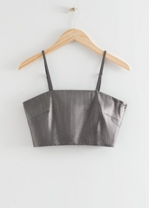 Topy & Other Stories Metallic Remienkové Cropped Damske Strieborne | SK-CO5694217