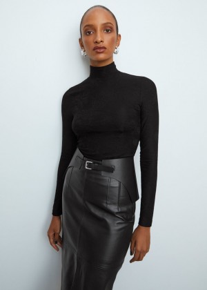 Topy & Other Stories Mock Neck Jacquard Damske Čierne | SK-EM5421396
