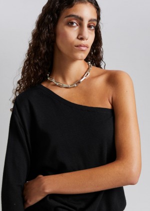 Topy & Other Stories One-Shoulder Merino Damske Čierne | SK-HN4209138