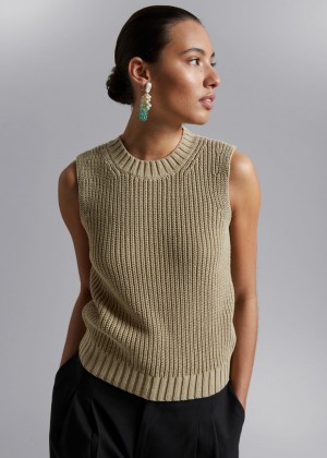 Topy & Other Stories Pletené Crewneck Damske Béžové | SK-AS2675483