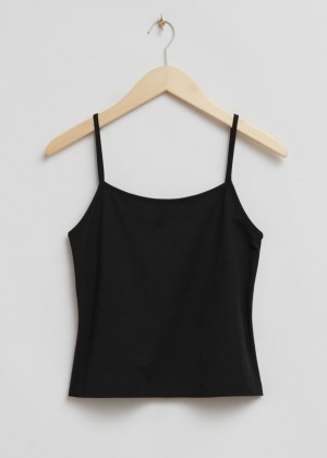 Topy & Other Stories Remienkové Scoop Neck Bavlnene Damske Čierne | SK-ZO9625318