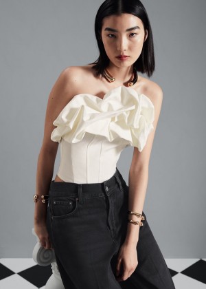 Topy & Other Stories Ruffled Corset Damske Biele | SK-NG5109837