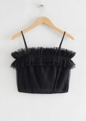 Topy & Other Stories Ruffled Edge Bustier Damske Čierne | SK-WS2194506